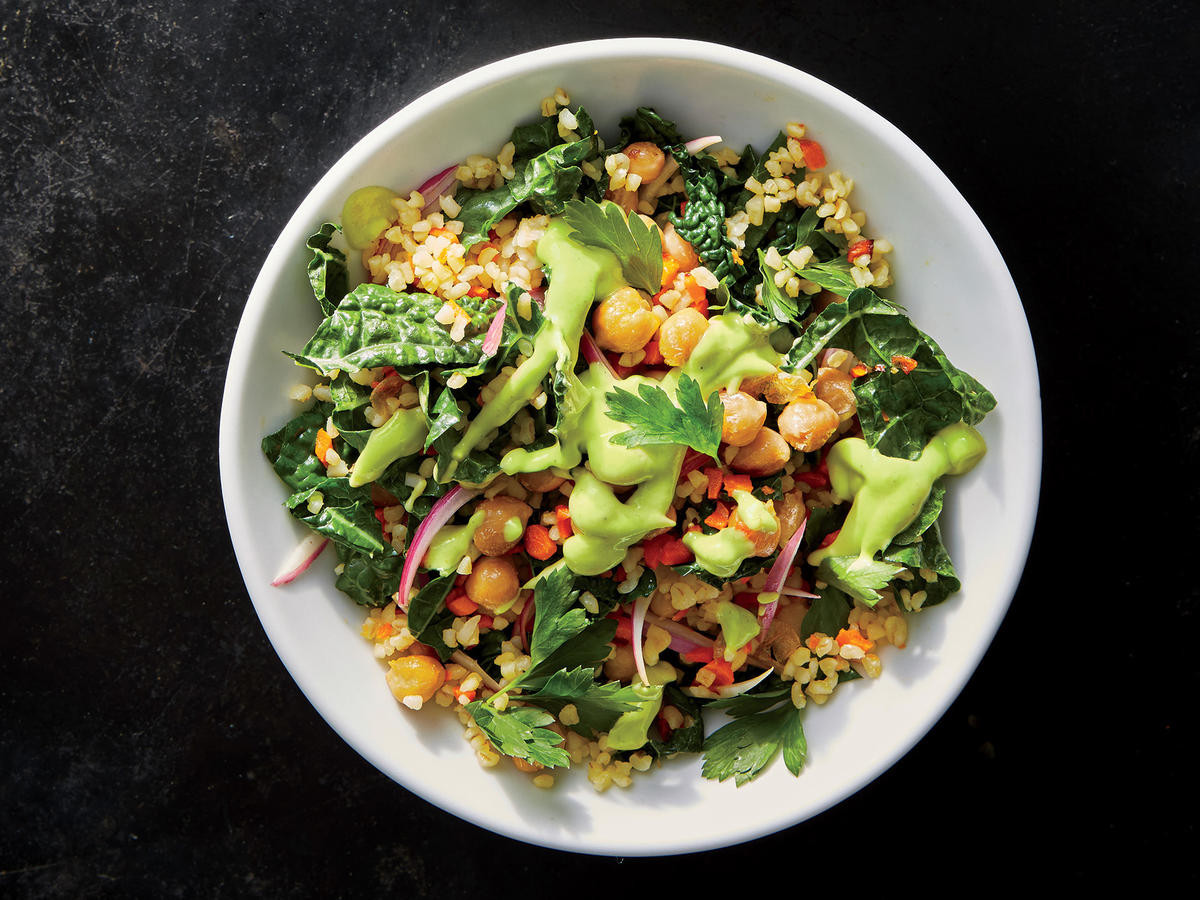 Grain Bowl Recipes
 Kale and Chickpea Grain Bowl with Avocado Dressing Recipe