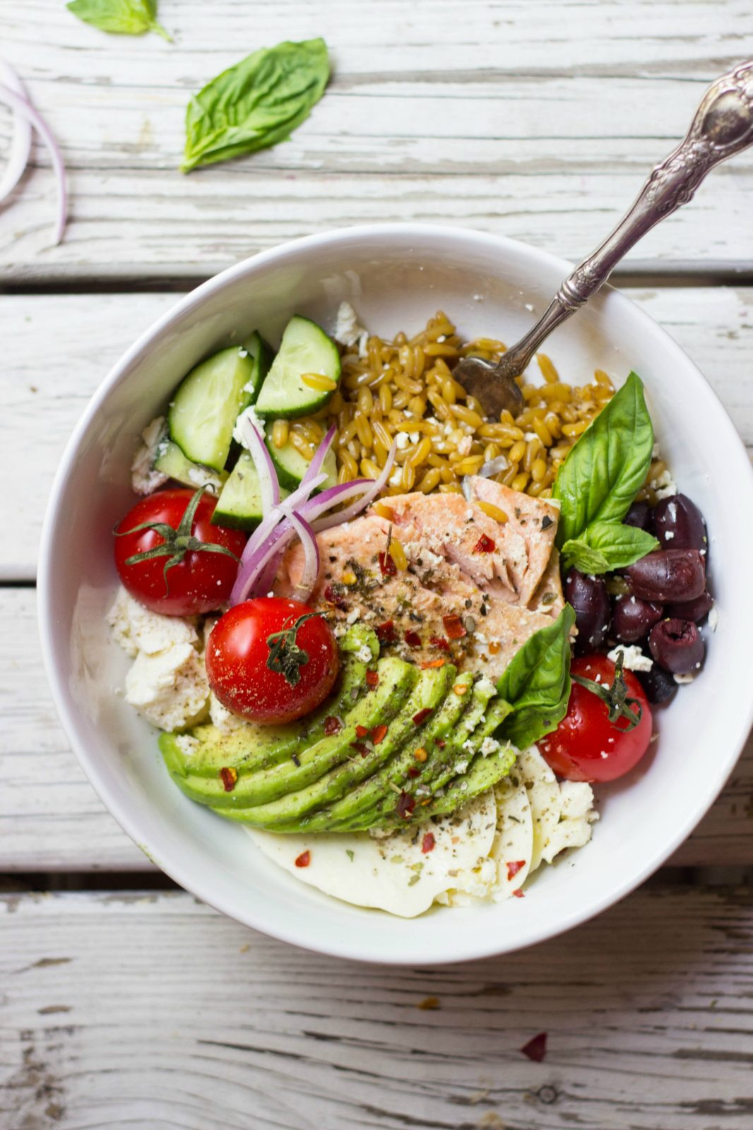 Grain Bowl Recipes
 Mediterranean Grain Bowls with Salmon