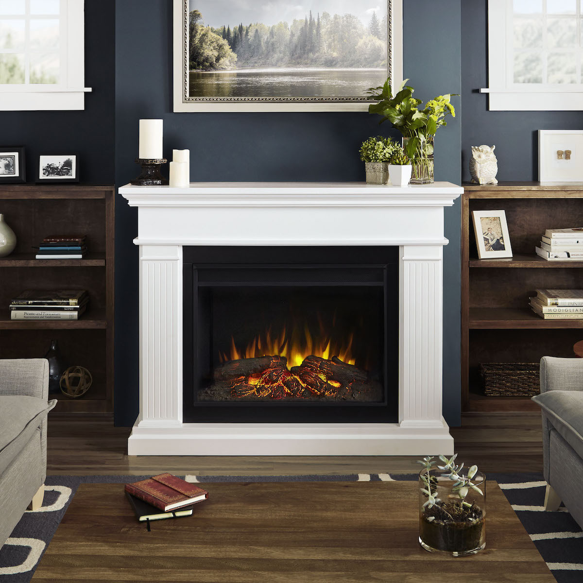 Grand White Electric Fireplace
 Real Flame Kennedy Grand Electric Fireplace in White