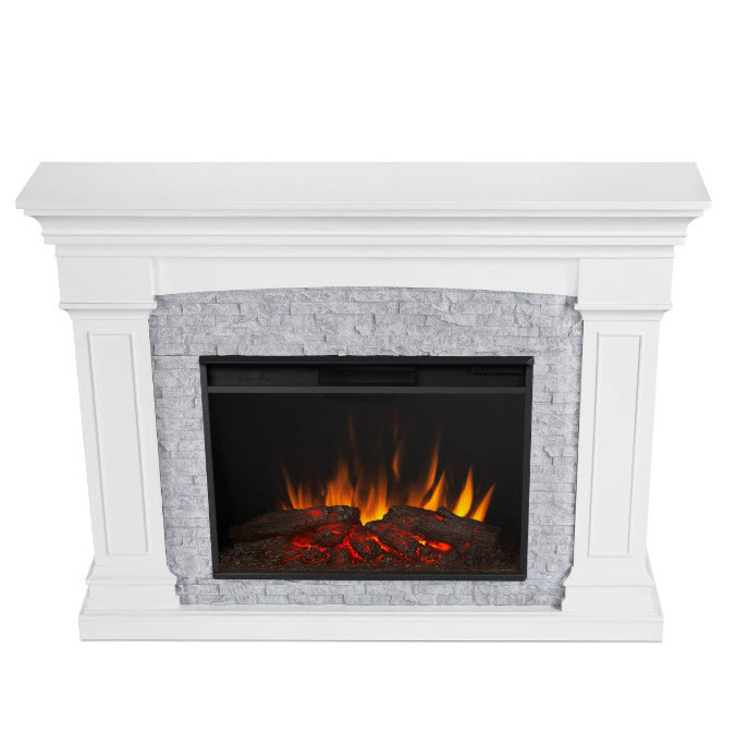 Grand White Electric Fireplace
 63" Deland Grand Real Flame White Electric Fireplace