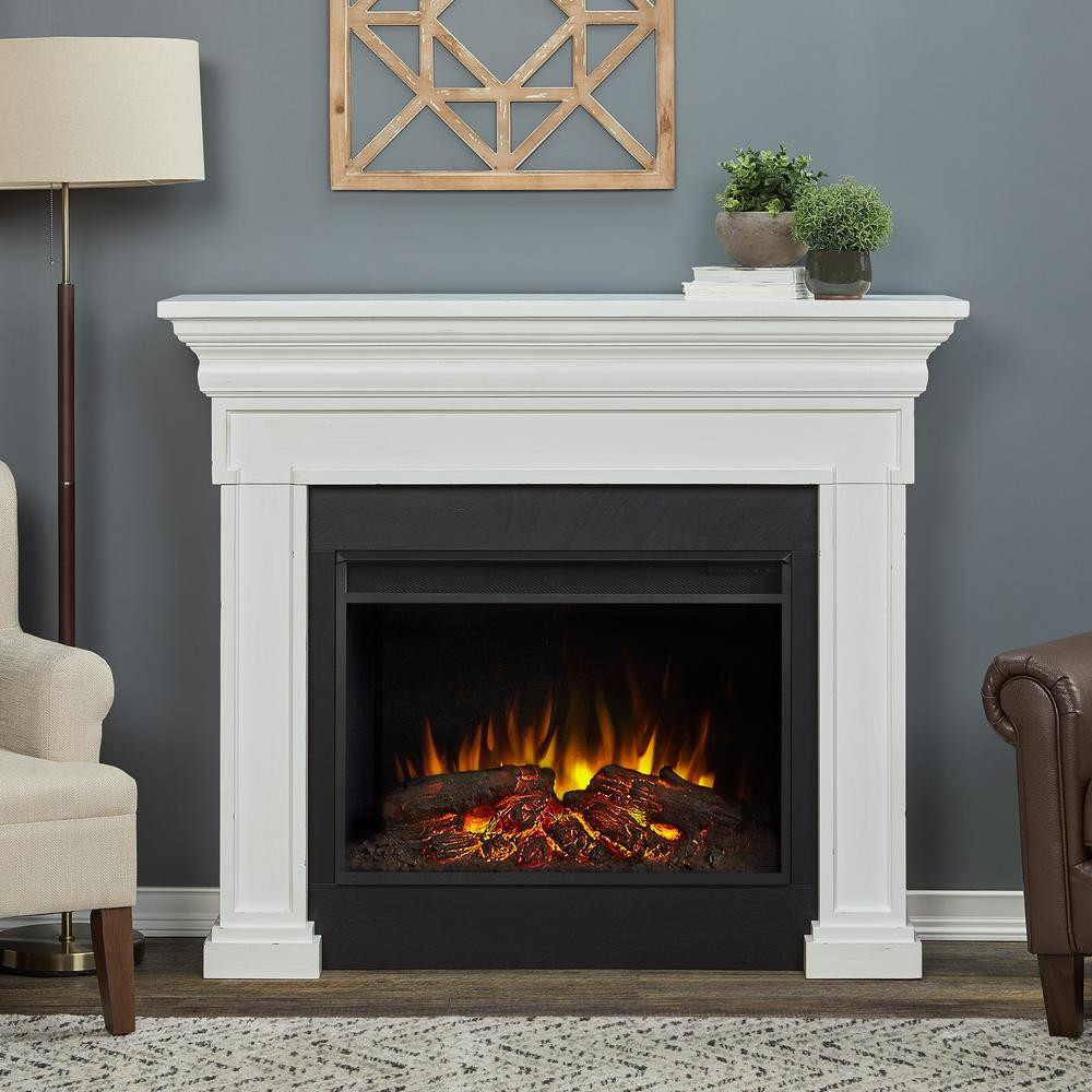Grand White Electric Fireplace
 Real Flame Emerson Grand 56 in Freestanding Electric