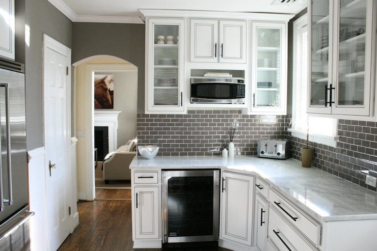 Gray Tile Kitchen
 Gray Subway Tile Backsplash Contemporary kitchen