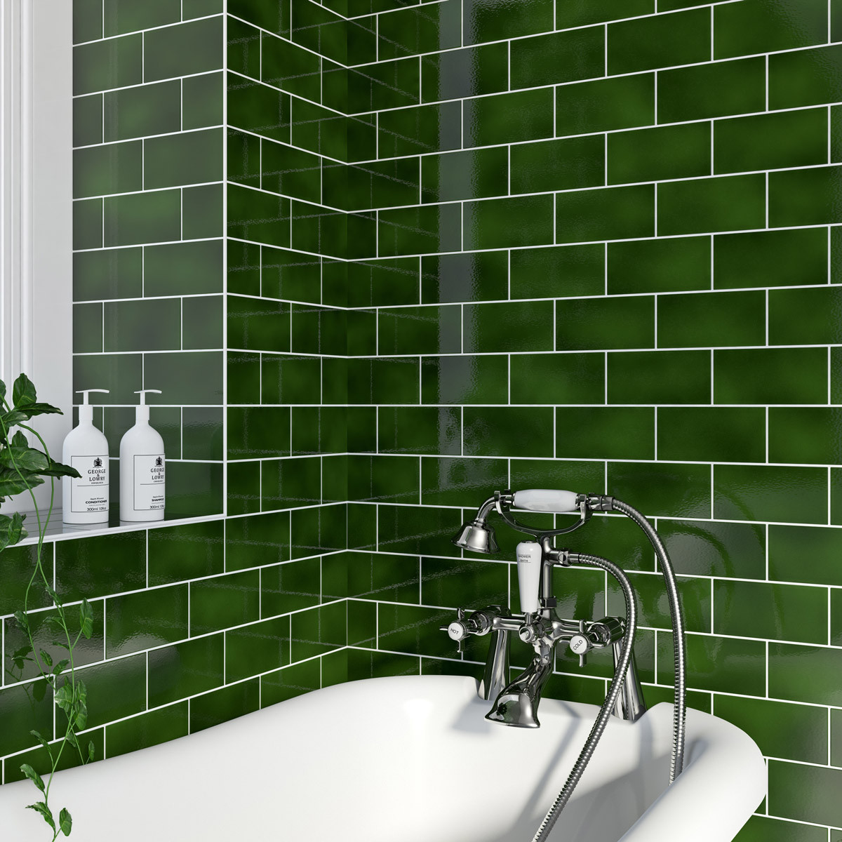 Green Bathroom Tiles
 VA puddle glaze racing green plain field 152mm x 76mm