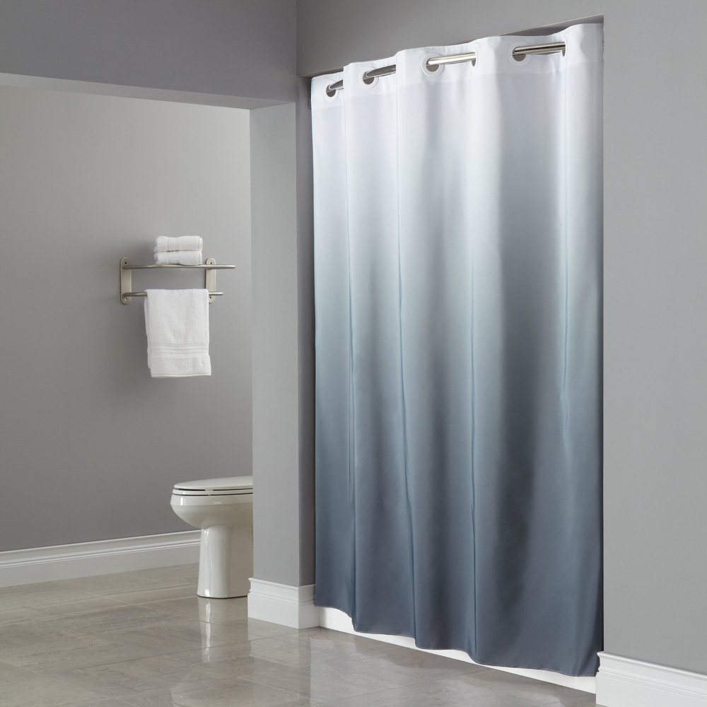 Grey Bathroom Shower Curtains
 Hookless HBH40GRD0177 White Gray The Graduate Shower