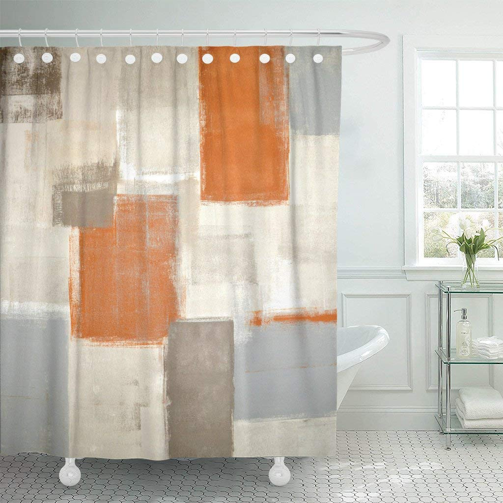 Grey Bathroom Shower Curtains
 Aliexpress Buy Gray Contemporary Beige and Orange