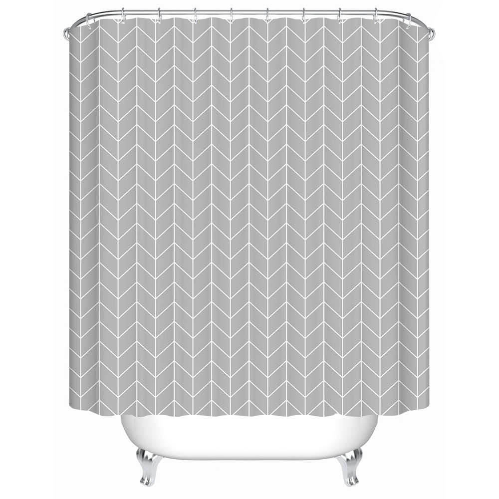 Grey Bathroom Shower Curtains
 Grey Geometric Printing Shower Curtain Waterproof