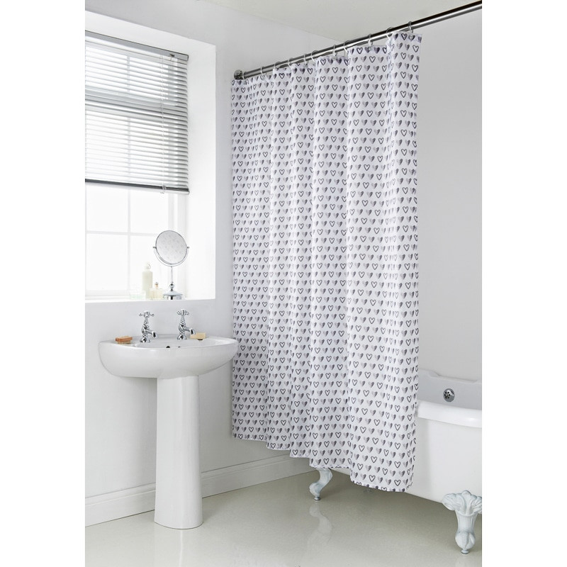 Grey Bathroom Shower Curtains
 Geo Shower Curtain Grey Heart