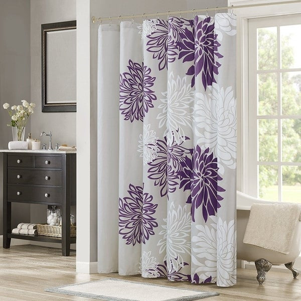 Grey Bathroom Shower Curtains
 Shop Shower Curtain Purple Grey Floral Printed 72x72