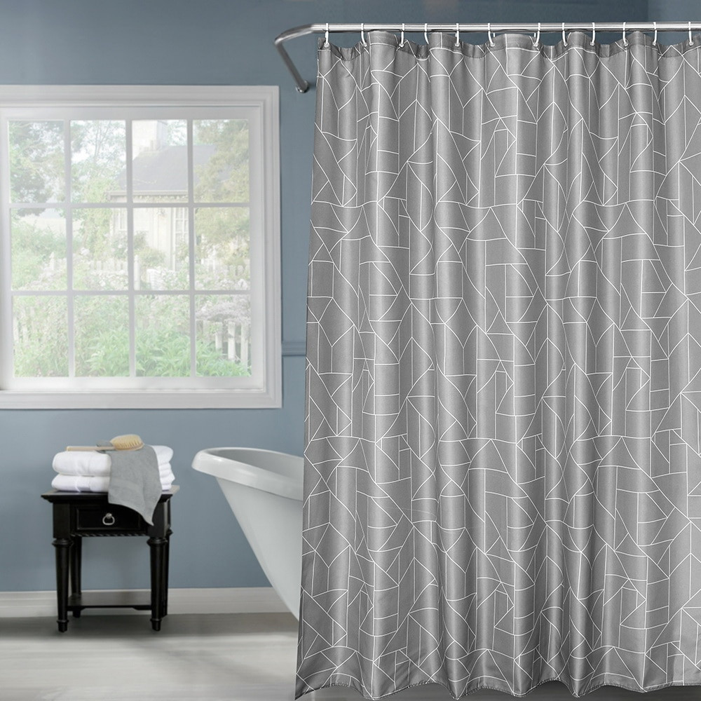 Grey Bathroom Shower Curtains
 Happy Tree Fabric Polyester Gray Color Waterproof Shower