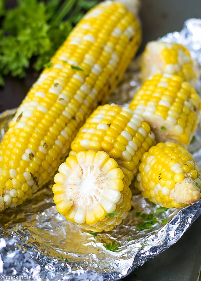 Grilled Corn In Foil
 Grilled Corn The Cob In Foil With Garlic Butter