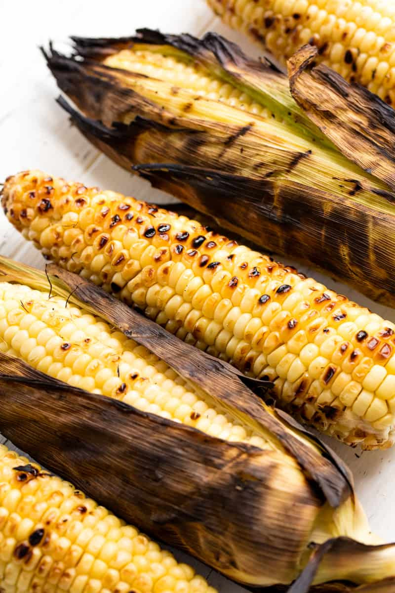 Grilled Corn In Foil
 grilled corn on the cob without husks in foil