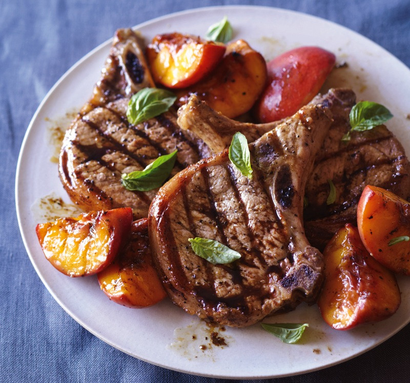 Grilled Pork Loin Chops
 Grilled Pork Chops with Caramelized Peaches & Basil