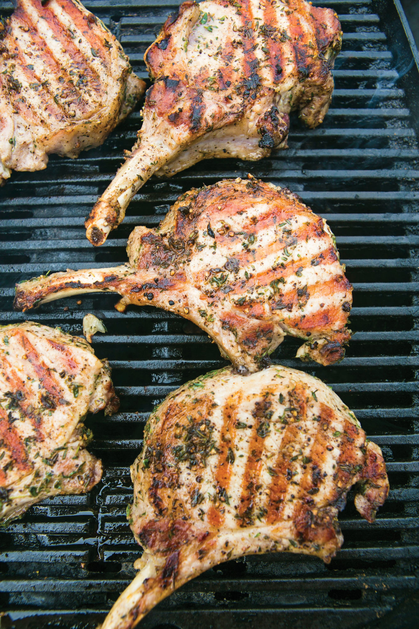 Grilled Smoked Pork Chops
 Grilled Pork Chops with Fresh Herbs and Smoked Garlic