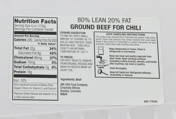 Ground Beef Nutritional Information
 Ground Beef For Chili Lean Fat