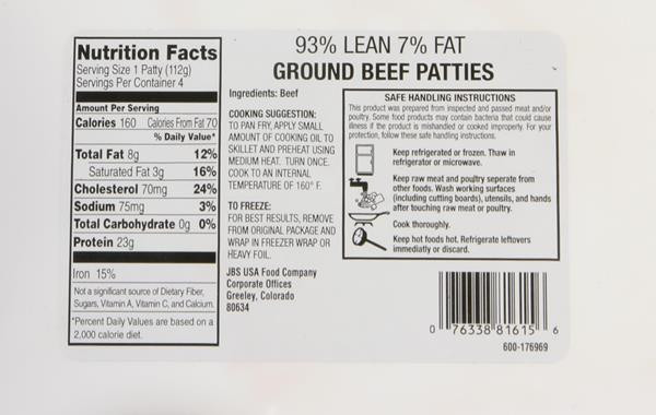 Ground Beef Nutritional Information
 Hy Vee Pure Lean Fat Ground Beef Patties