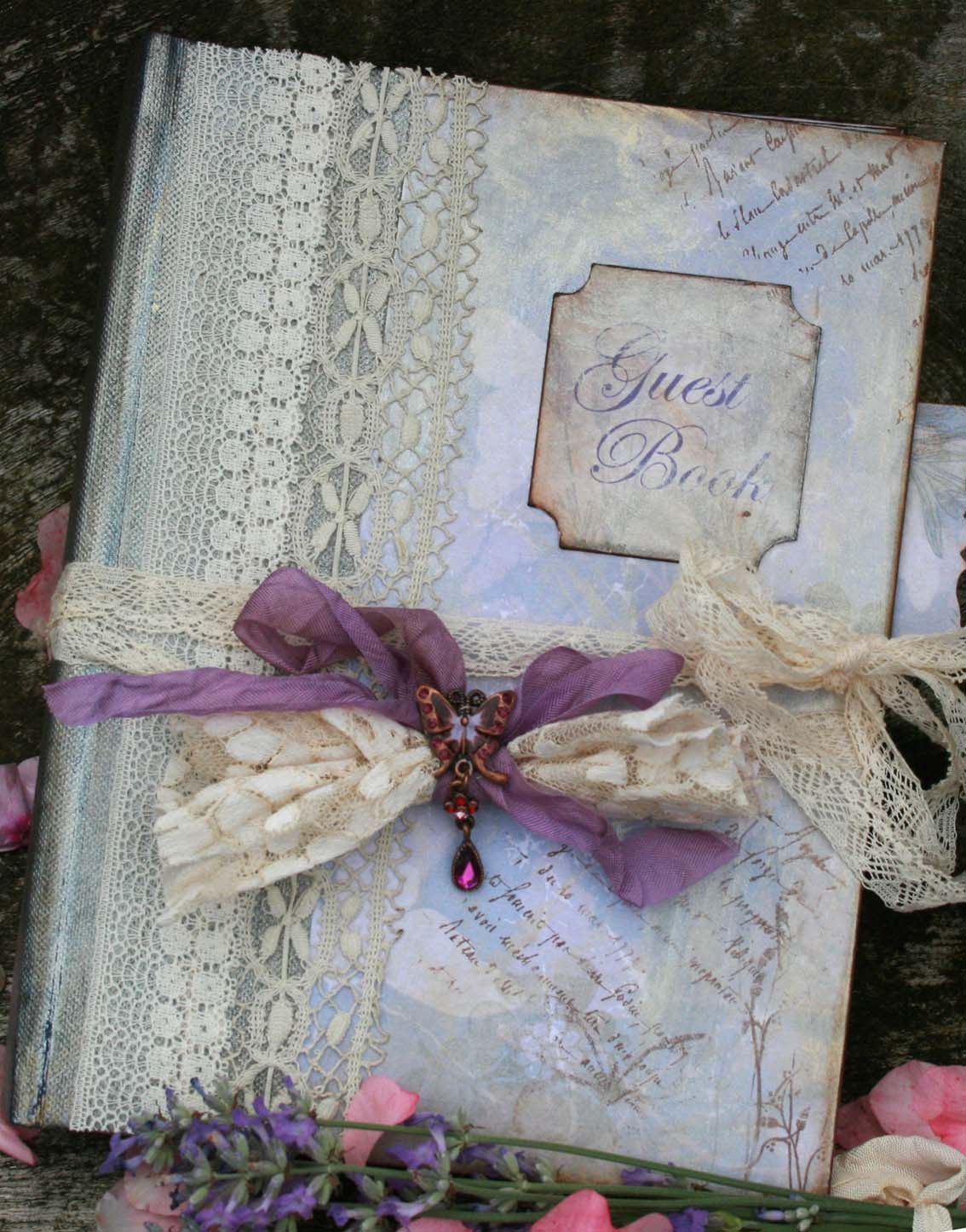 Guest Book For Weddings
 Lavender Wedding Guest Book Vintage Style Custom Made