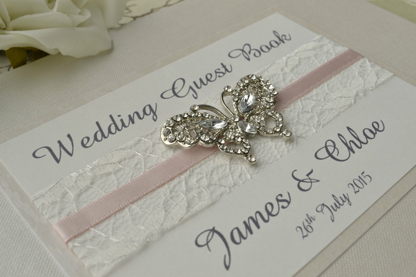 Guest Book Wedding Uk
 Diamante Butterfly Wedding Guest Book Luxury Pearlescent