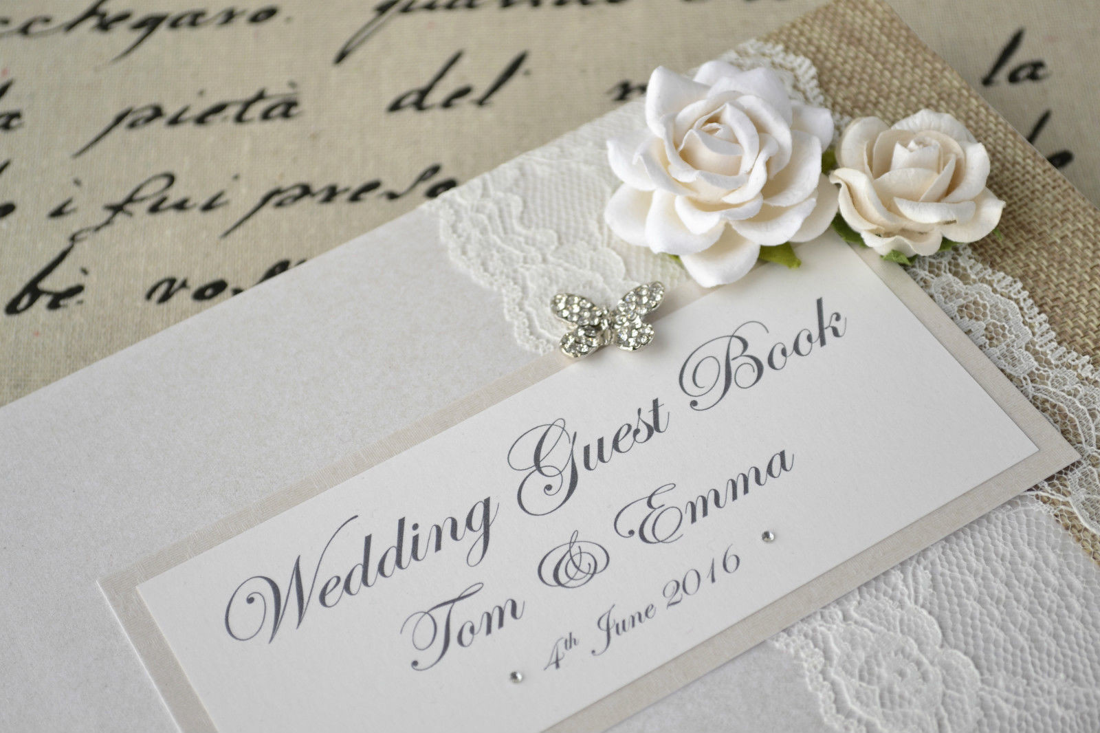 Guest Book Wedding Uk
 Luxury Personalised Wedding Guest Book & Album Set Lace