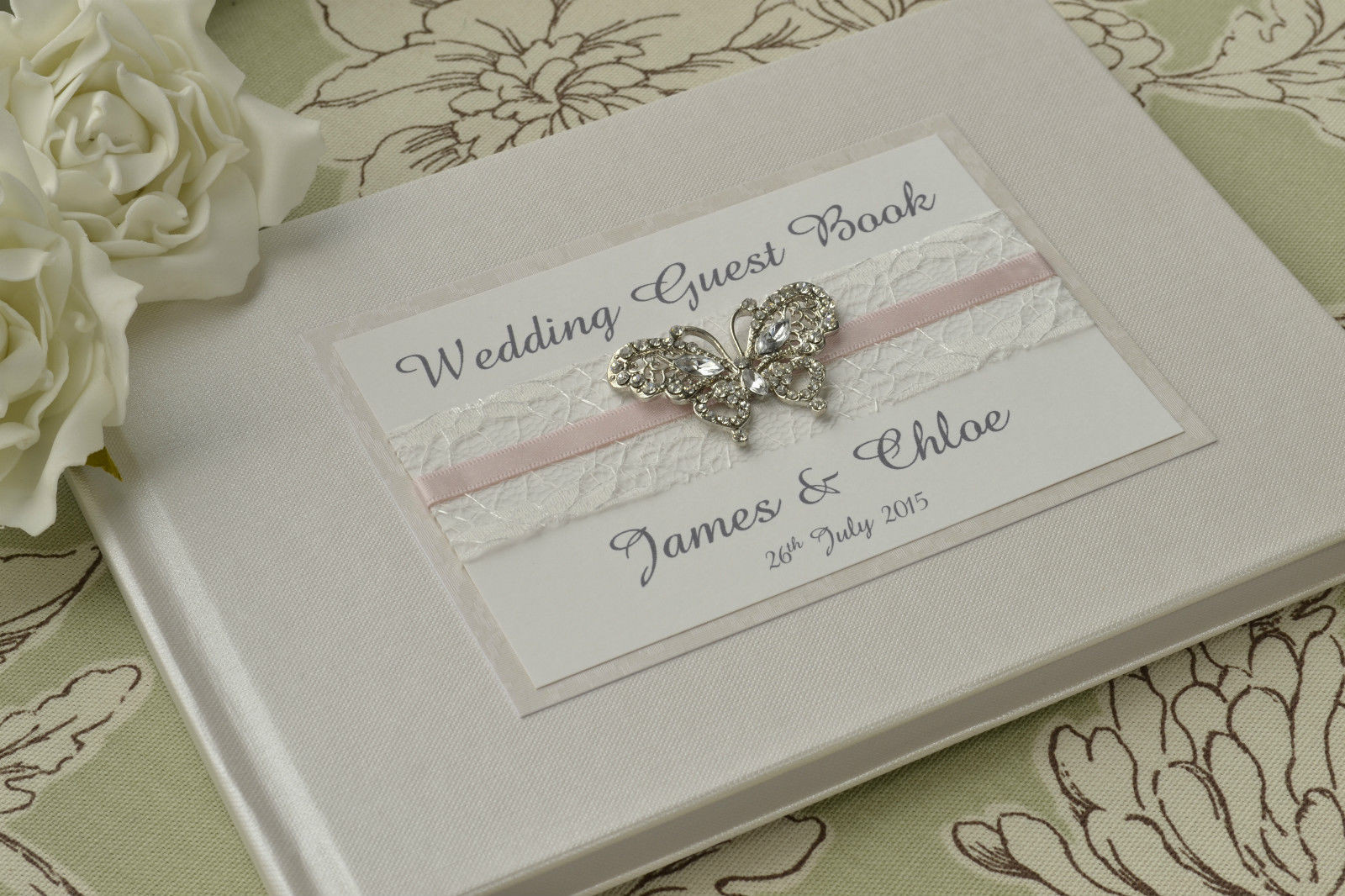 Guest Book Wedding Uk
 Personalised Wedding Guest Book – Lace Ribbon & Luxury