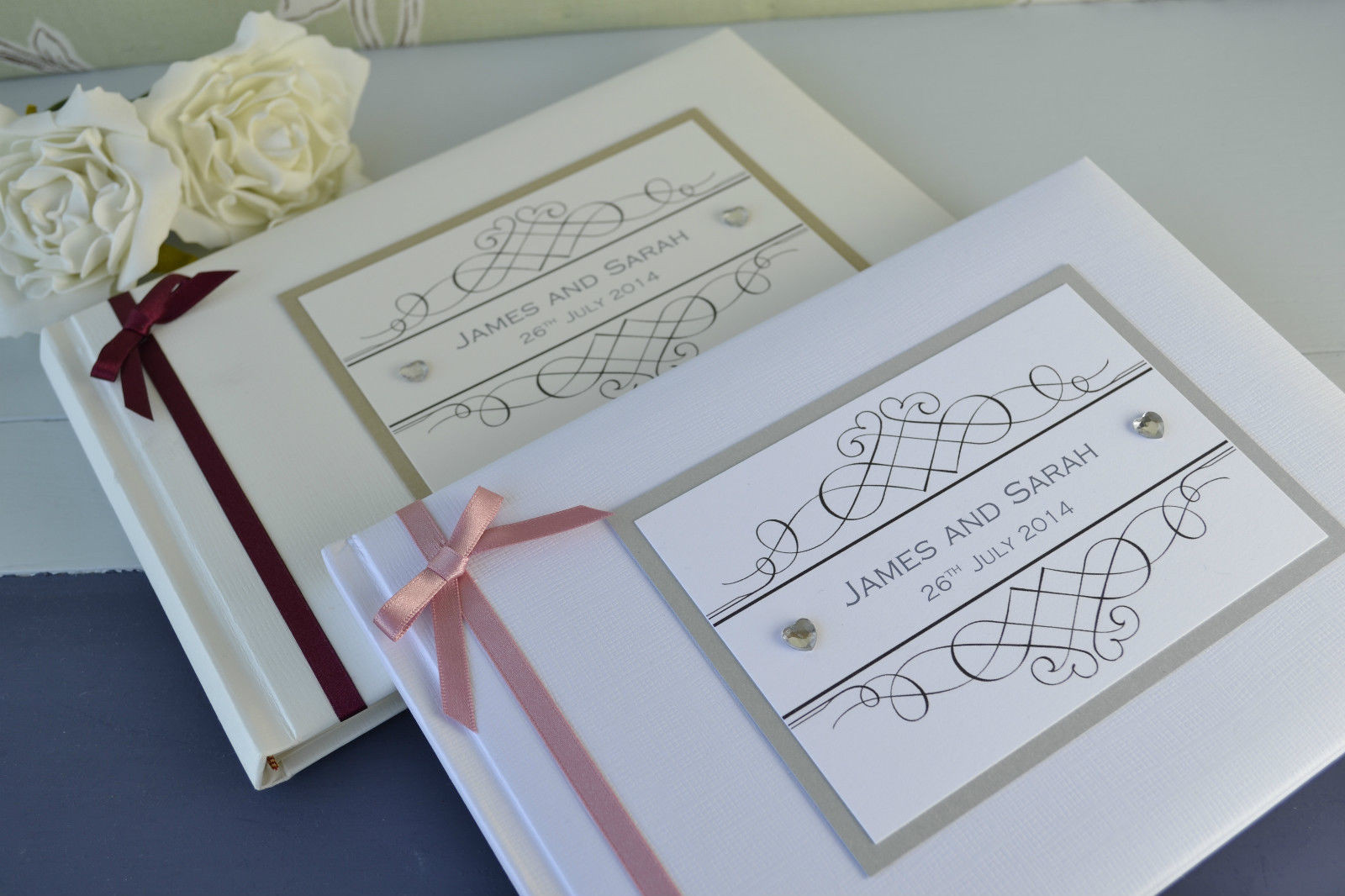 Guest Book Wedding Uk
 White or Ivory Personalised Wedding Guest Book ♥ Diamante