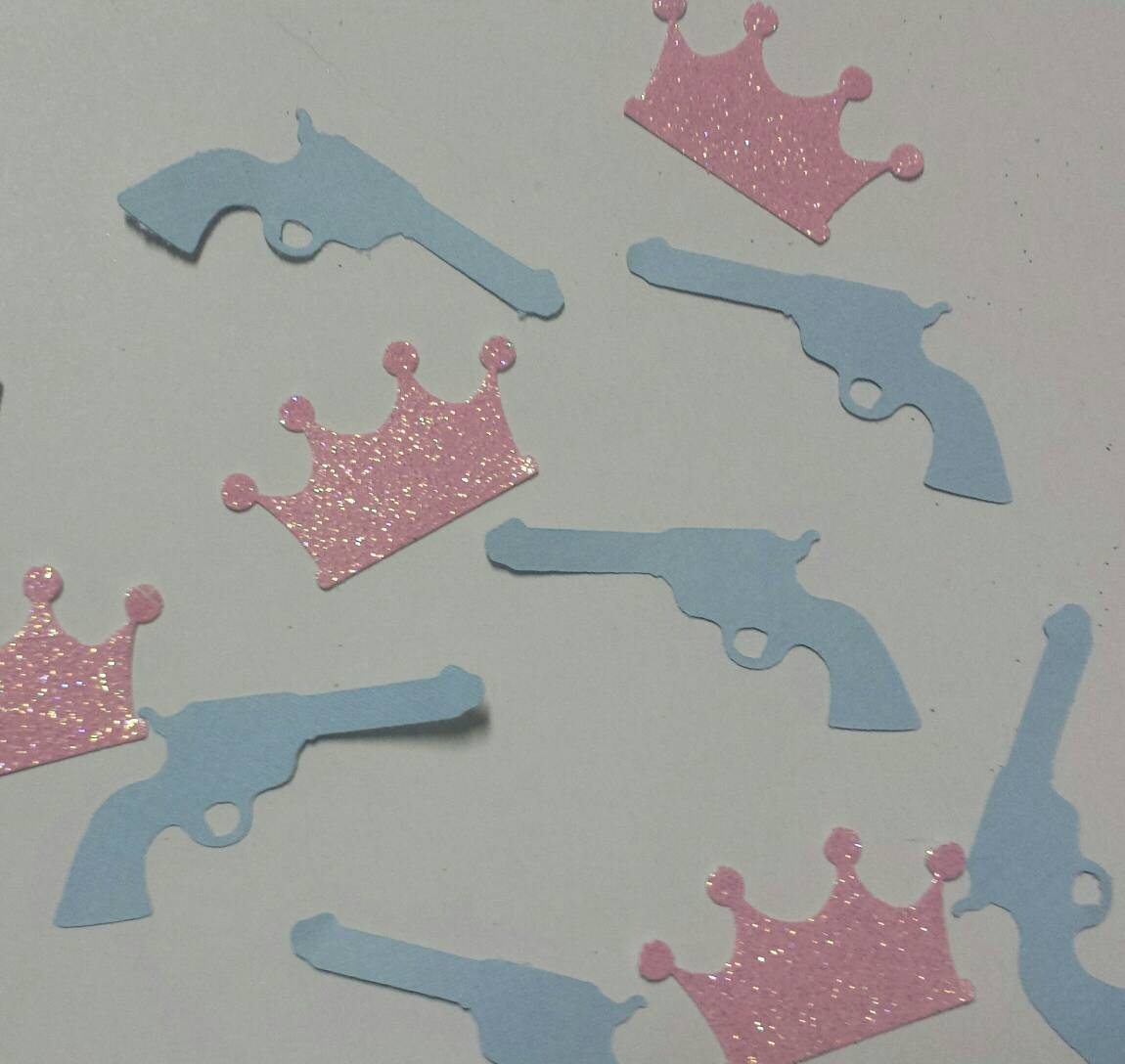 Guns And Glitter Gender Reveal Party Ideas
 Guns or Glitter gender reveal party or baby shower Decor Table