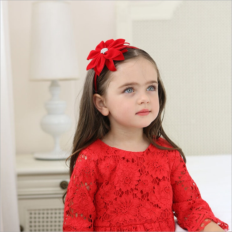 Hair Bands For Kids
 2017 boutique red flower hairband girls kids hair head