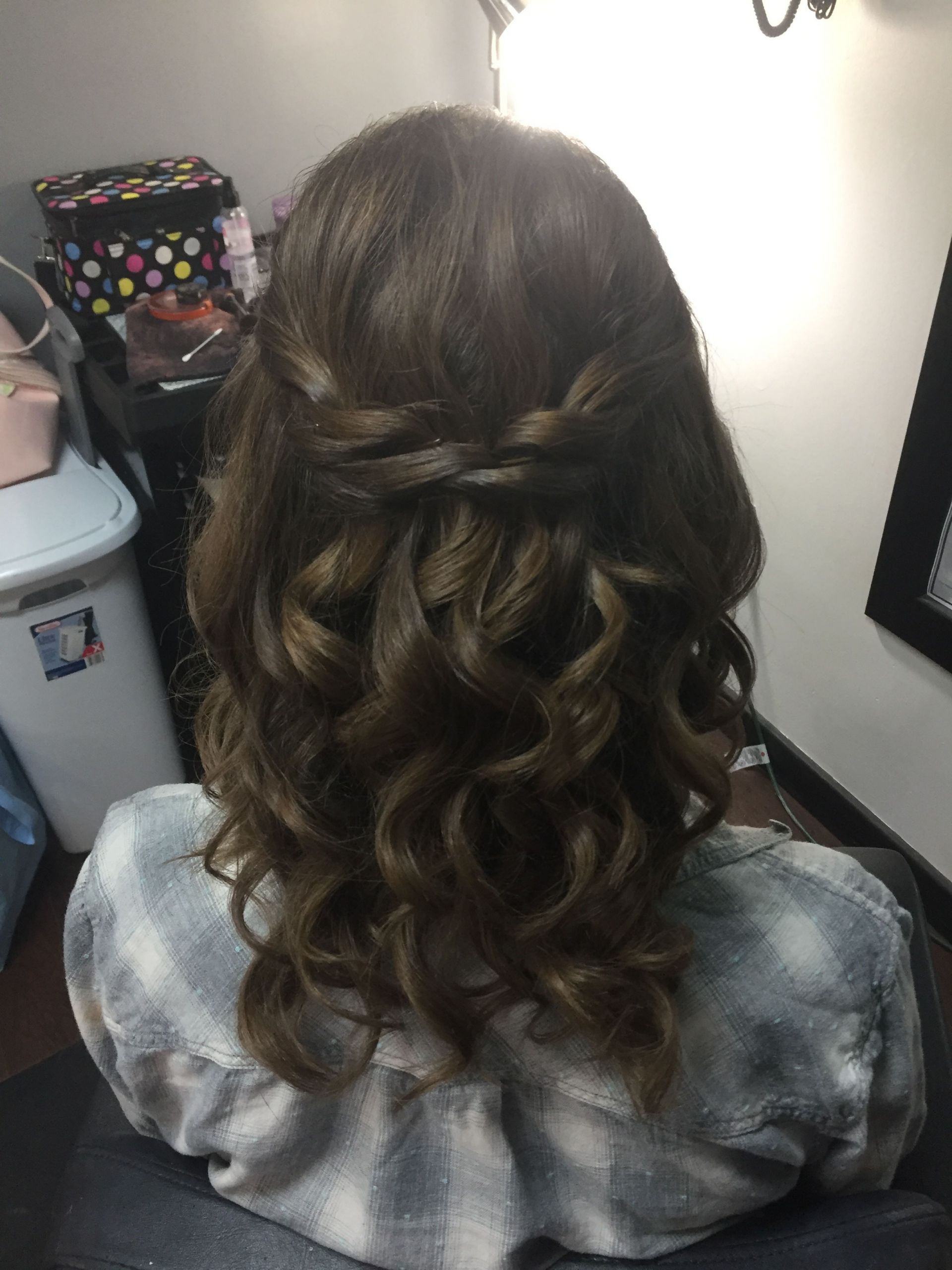 Half Up Half Down Curled Prom Hairstyles
 Prom Hair Half Up Half Down Brunette Hair Braid Curls Updo