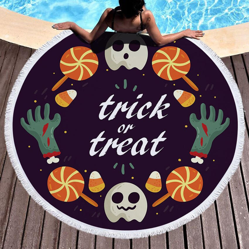 Halloween Bathroom Towels
 Halloween Round Beach Towel Tassels Pumpkin Trick or Treat