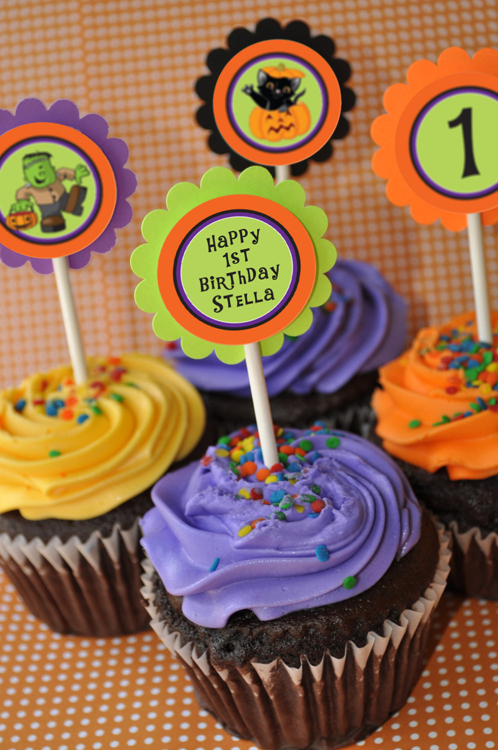 Halloween Birthday Party Decoration Ideas
 Halloween Cupcake Toppers – 1st Birthday – Halloween