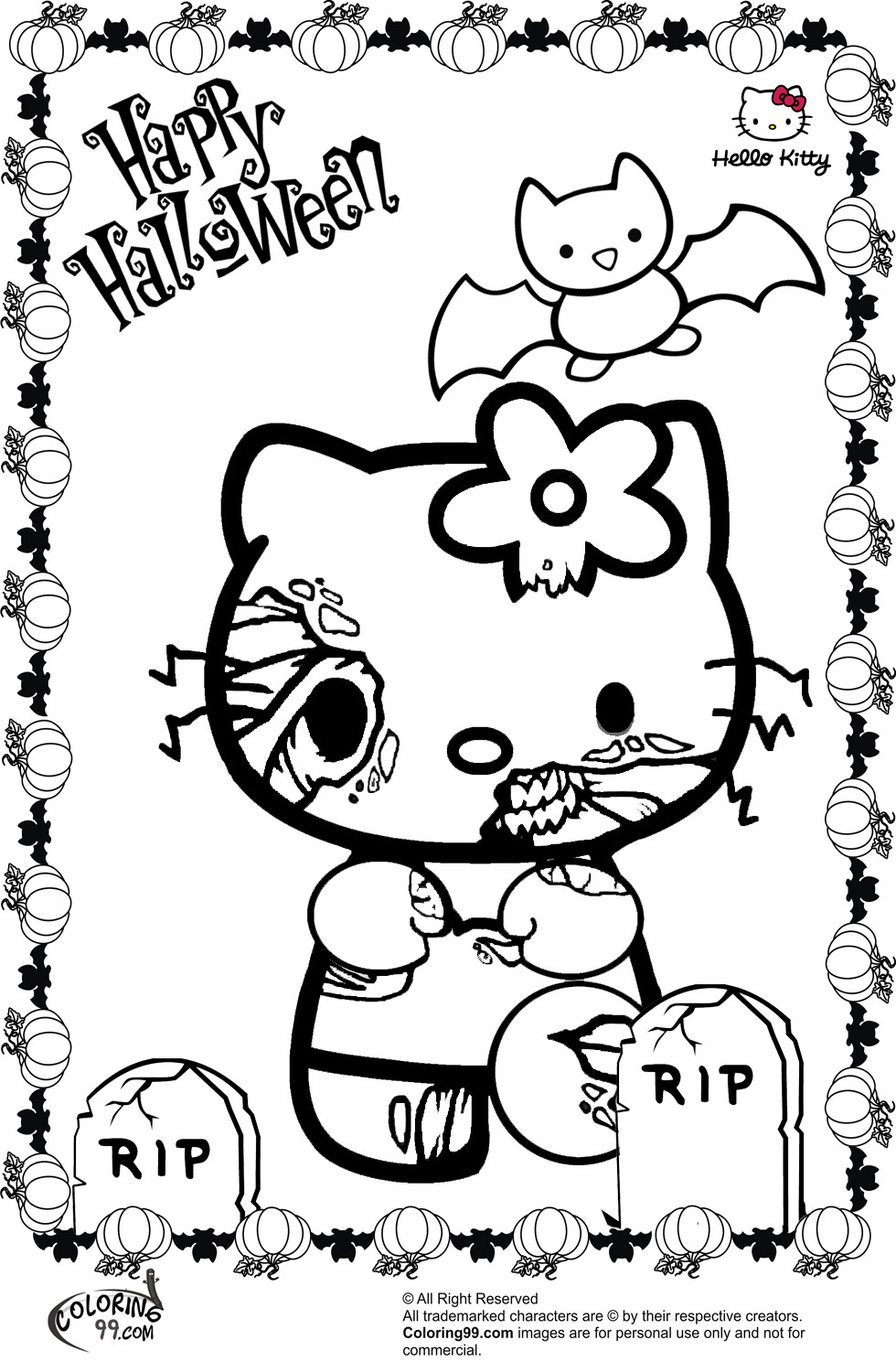 Halloween Coloring Books For Kids
 Hello Kitty Halloween Coloring Pages