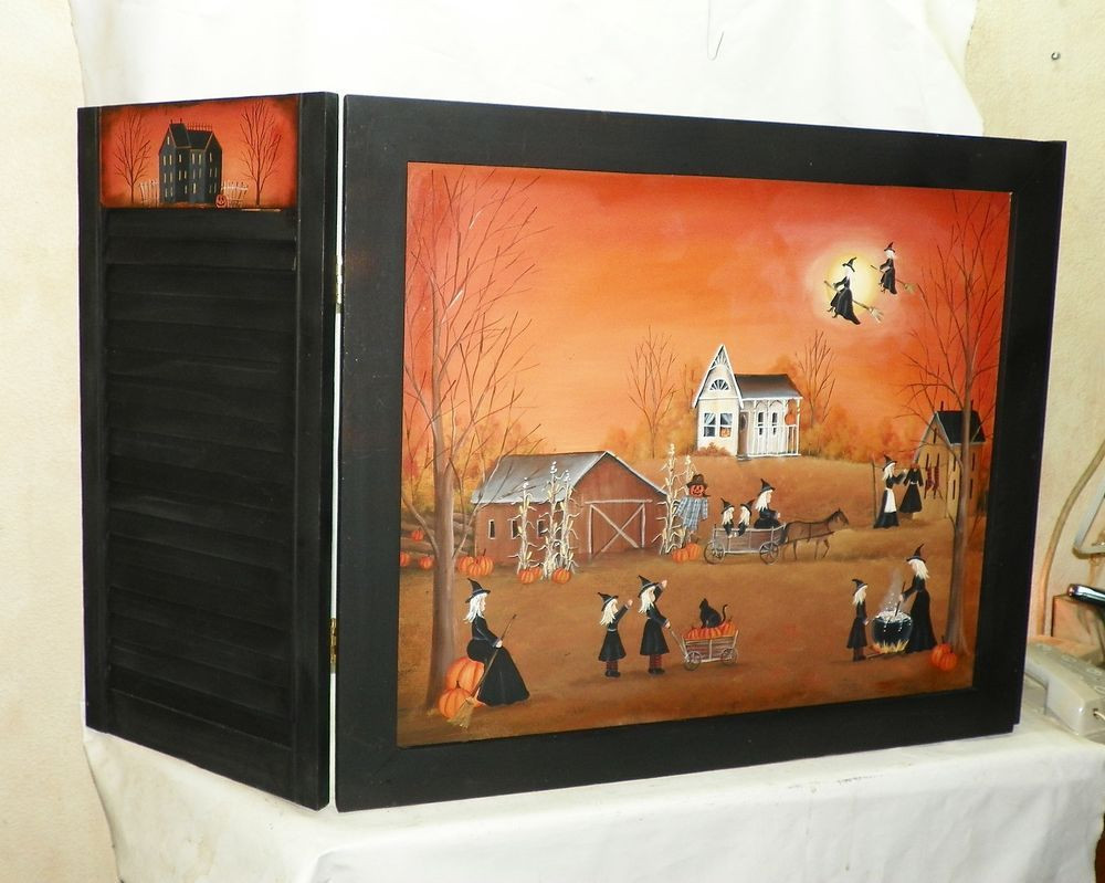 Halloween Fireplace Screen
 Halloween Fireplace Screen Witch Haunted House Primitive