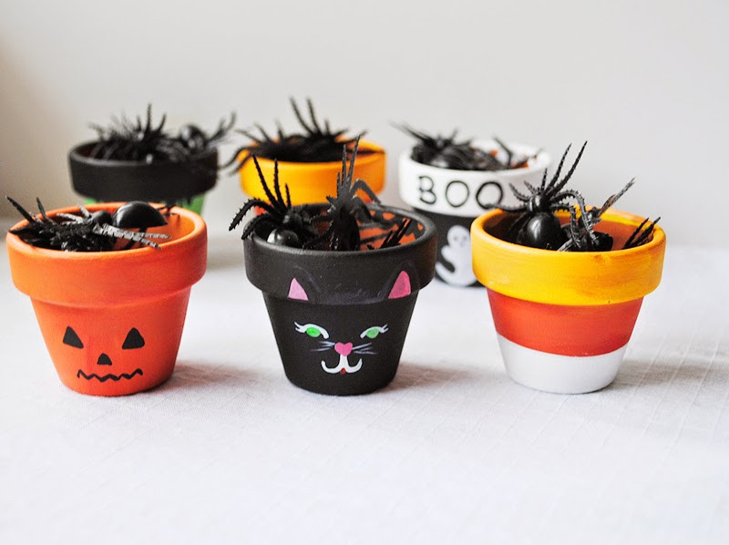 Halloween Flower Pots
 Peachy Cheek How to make Candy Corn and Halloween Themed