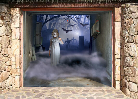 Halloween Garage Door Covers
 3D EFFECT GARAGE DOOR BILLBOARD COVER GHOTIC GIRL