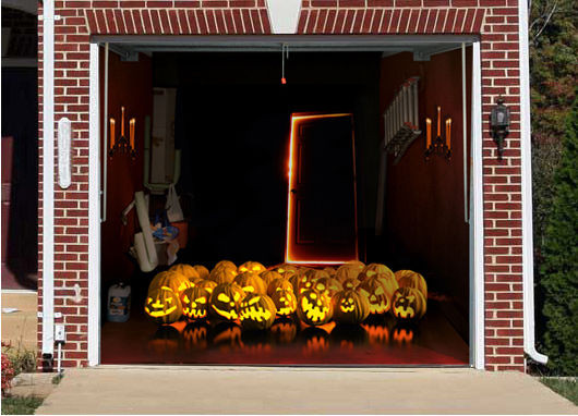 Halloween Garage Door Covers
 3D EFFECT GARAGE DOOR BILLBOARD COVER SPOOKY PUMPKIN