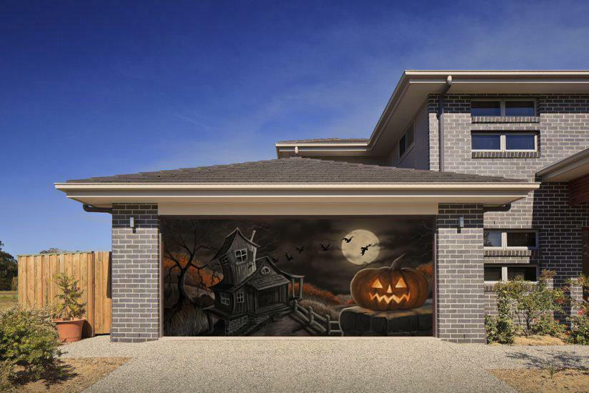 Halloween Garage Door Covers
 HALLOWEEN PUMPKIN 3D EFFECT GARAGE DOOR BILLBOARD STICKER