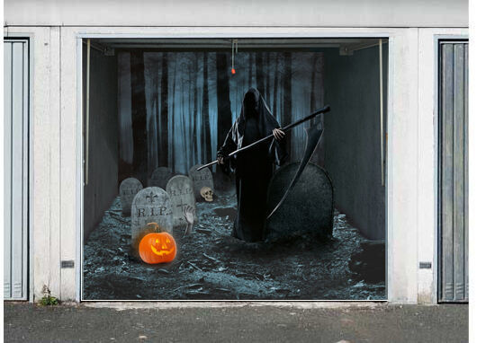 Halloween Garage Door Covers
 3D EFFECT GARAGE DOOR BILLBOARD COVER GRAVEYARD HALLOWEEN