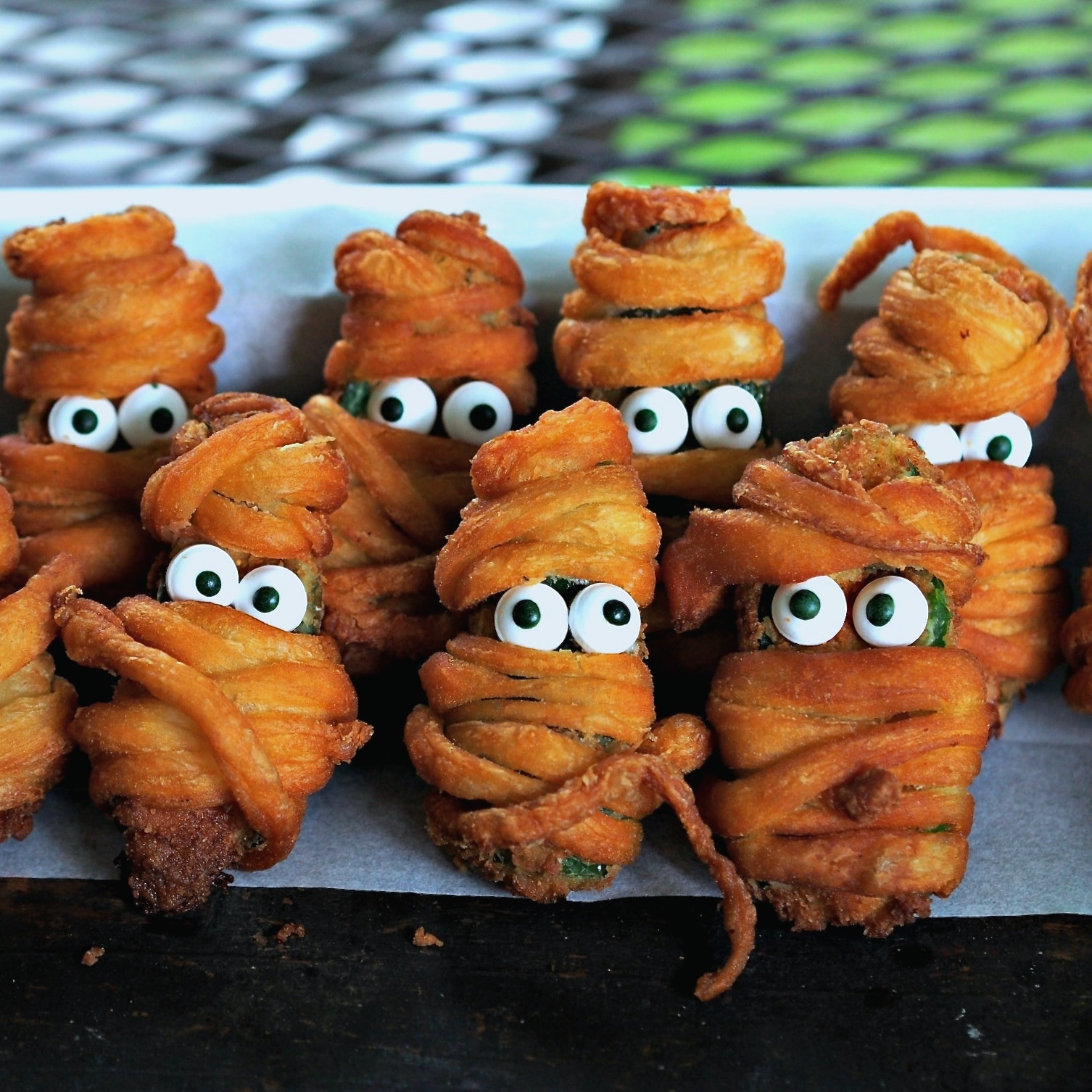 Halloween Jalapeno Poppers
 Jalapeno Popper Mummies Simply Sated