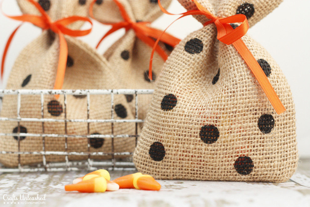 Halloween Party Bags Ideas
 Halloween Treat Bags Burlap and Polka Dots