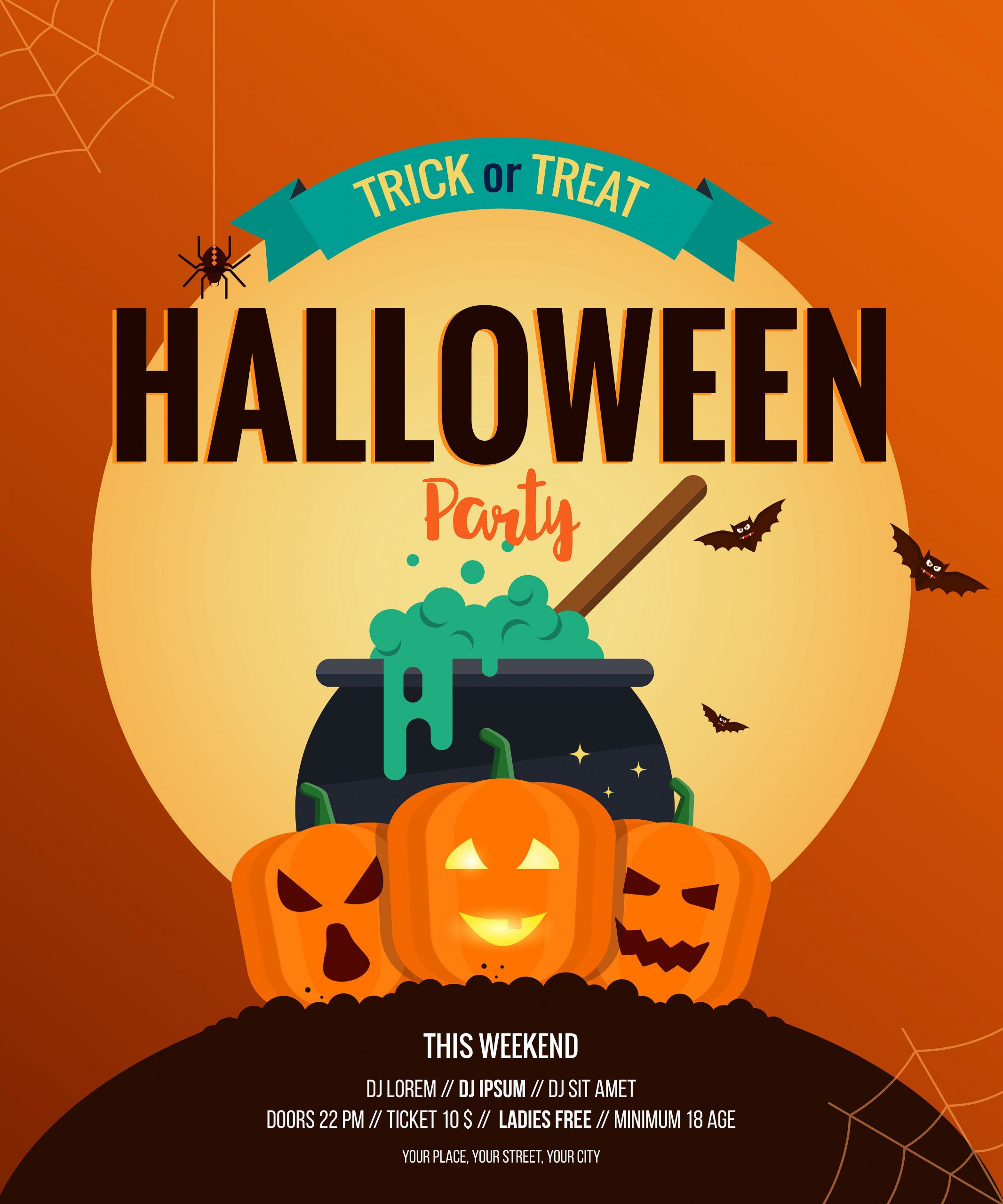 Halloween Party Poster Ideas
 Two Halloween posters Flat design by Creative Graphics on