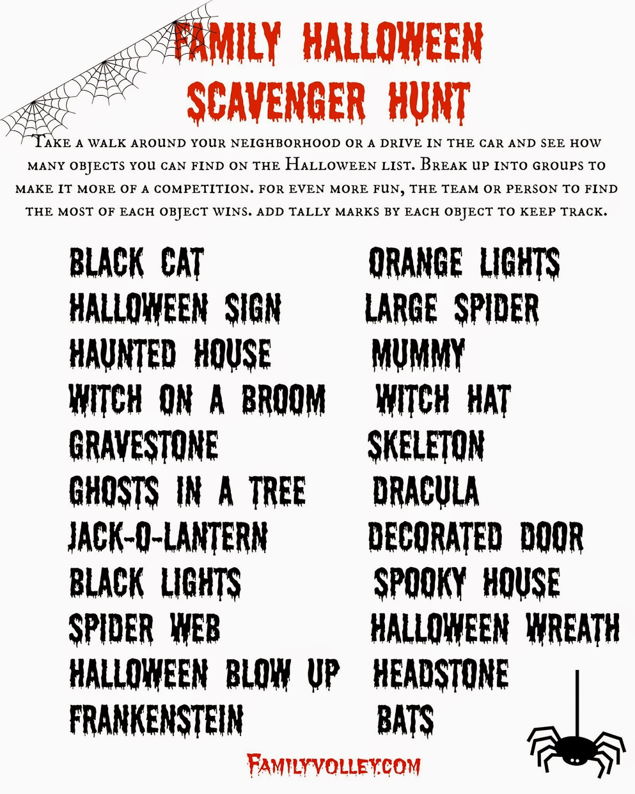 Halloween Scavenger Hunt Ideas
 Free Printable Halloween Game The Idea Room