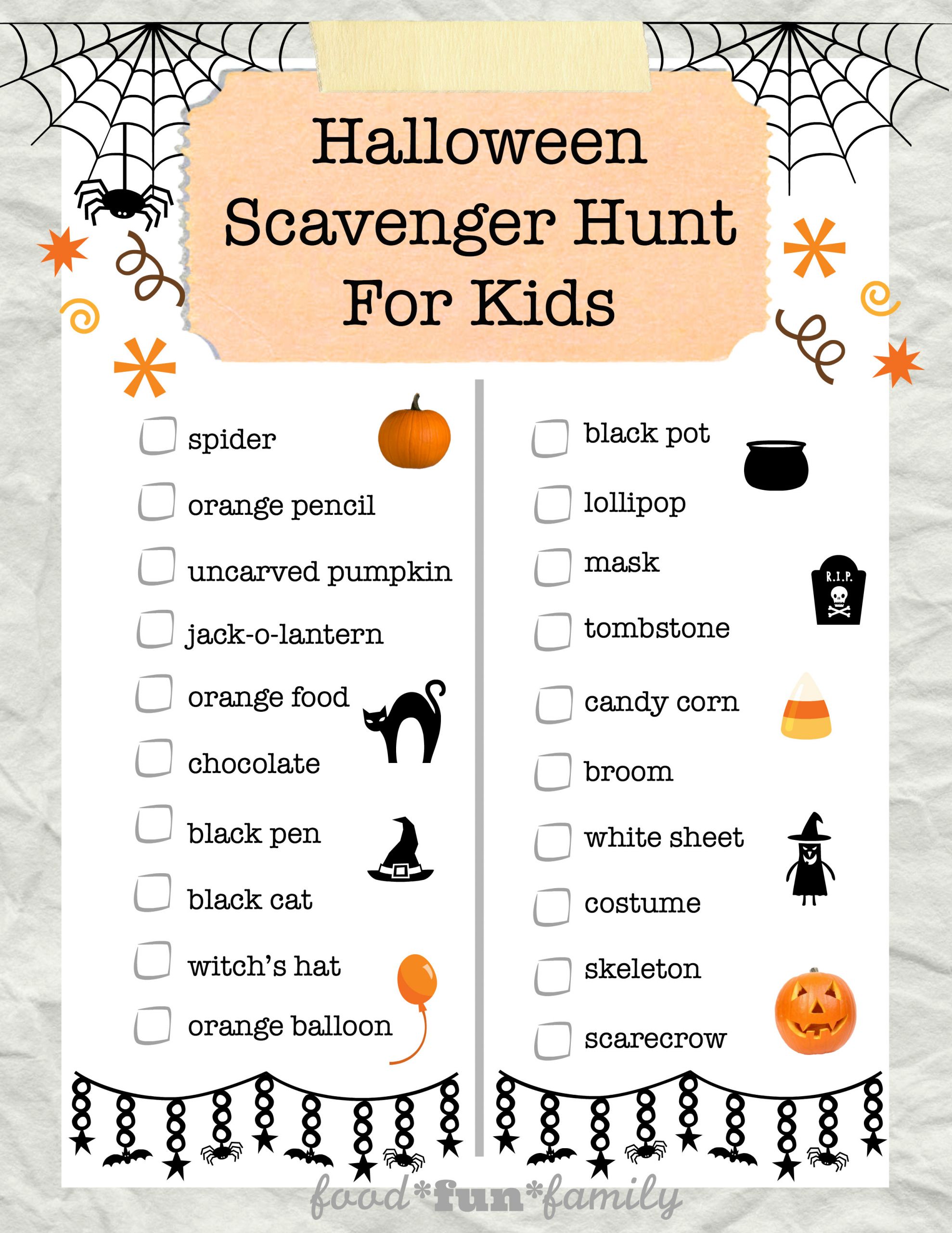 Halloween Scavenger Hunt Ideas
 Halloween Scavenger Hunt for Kids