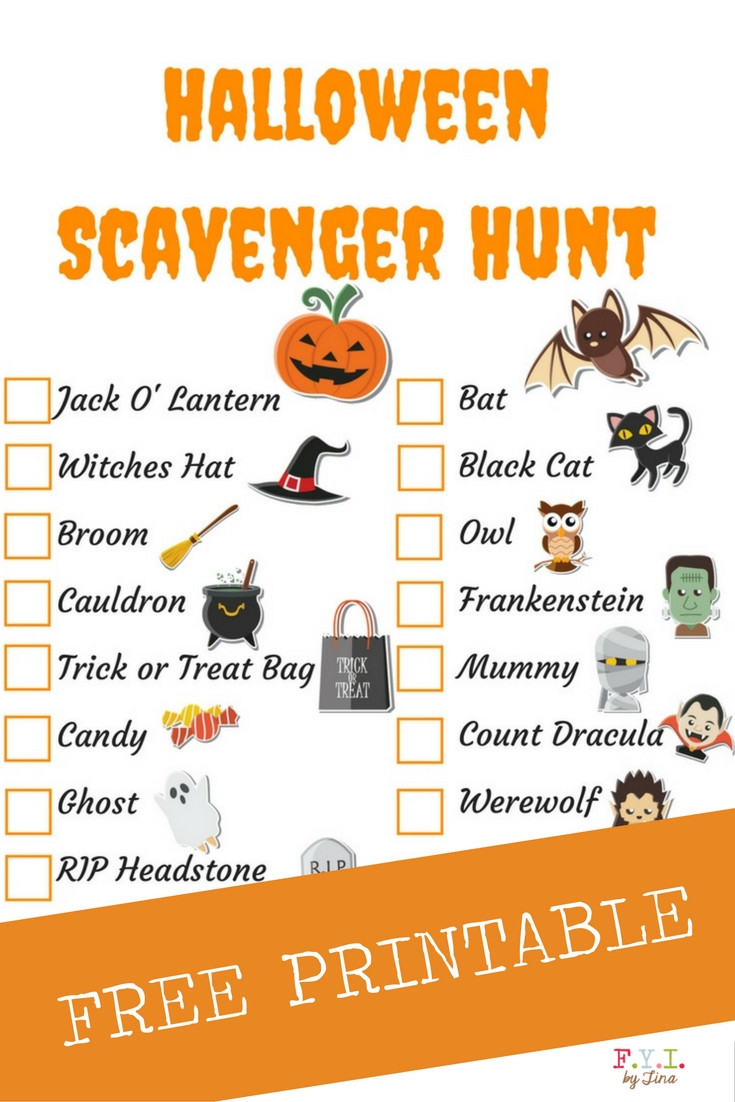 Halloween Scavenger Hunt Ideas
 Halloween Scavenger Hunt Free Printable • FYI by Tina