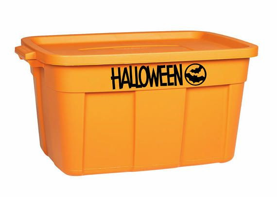 Halloween Storage Bins
 Halloween container decal bat decal storage basket