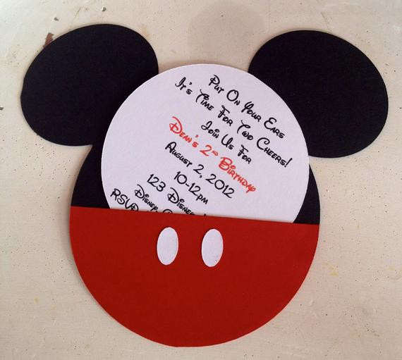 Handmade Birthday Invitations
 Handmade Custom Red Mickey Mouse Birthday Invitations Set of