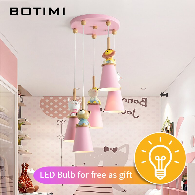 Hanging Lights For Kids Room
 BOTIMI LED Pendant Lights For Kids Room Pink Children Lamp