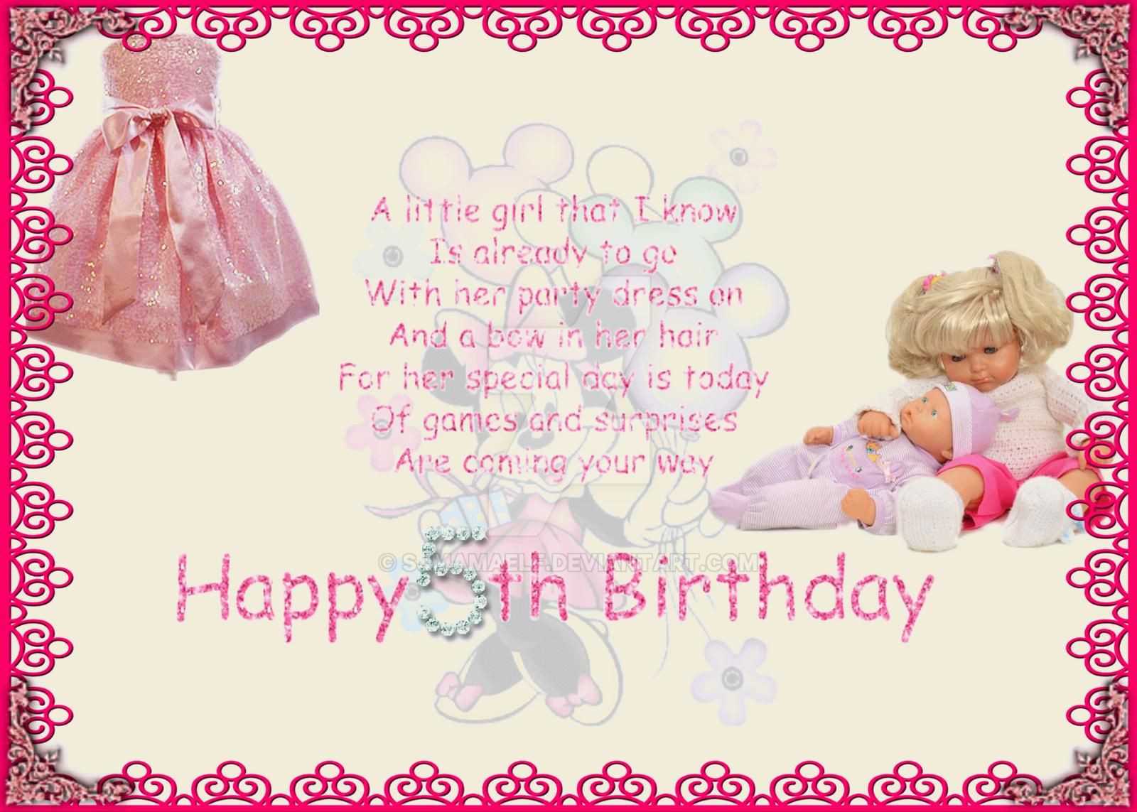 Happy 5th Birthday Quotes
 Happy 5th birthday for girl by SJMAMAELF on DeviantArt