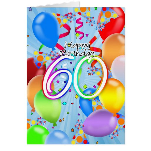 Happy 60th Birthday Cards
 60th Birthday Balloon Birthday Card Happy Birt