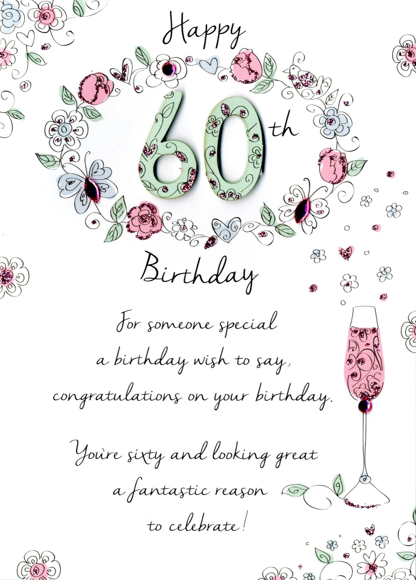 Happy 60th Birthday Cards
 Female 60th Birthday Greeting Card