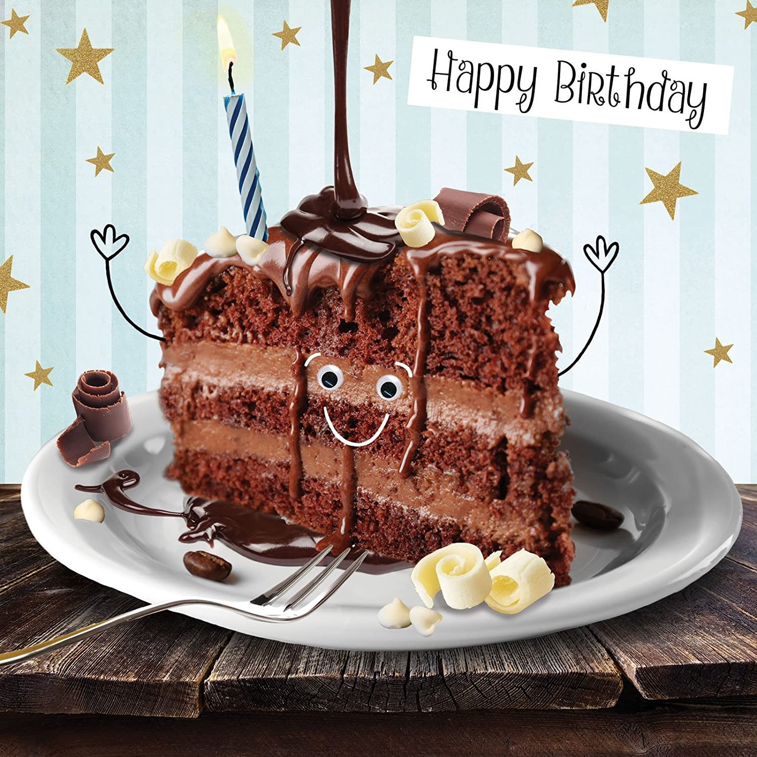 Happy Birthday Cake Funny
 Funny Chocolate Cake Birthday Card 3D Goggly Moving Eyes