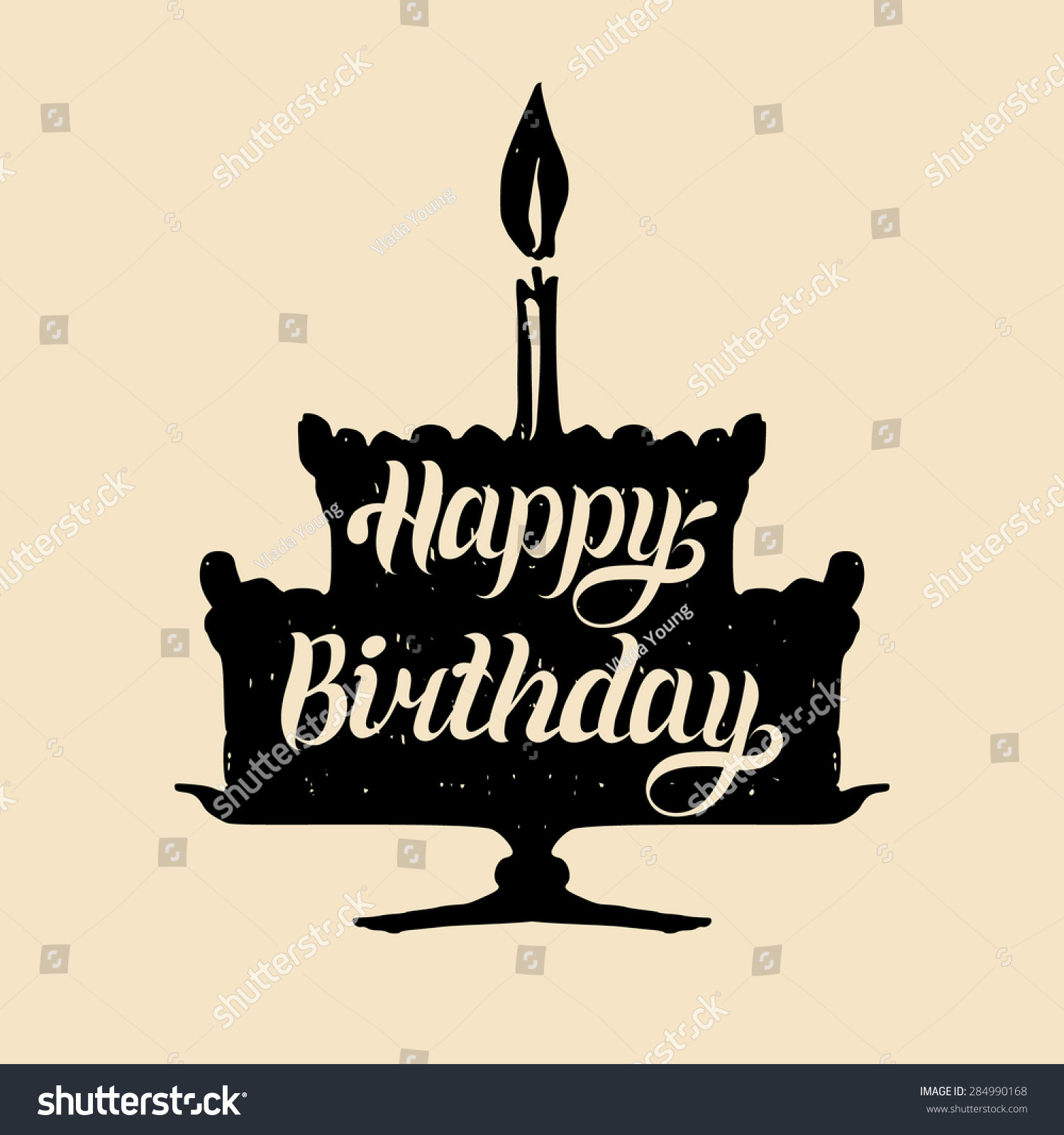 Happy Birthday Cake Text
 Happy Birthday Cake e Candle Vector Stock Vector